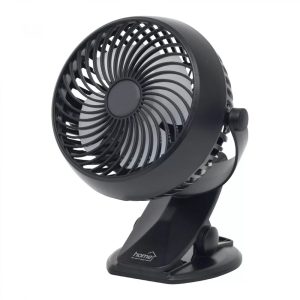 HOME CLF 10/BK csíptetős, akkumulátoros ventilátor, 3 fokozat, 10 cm-es lapátátmérő, állítható fejrész, 1800 mAh Li-ion akkumulátor, fekete