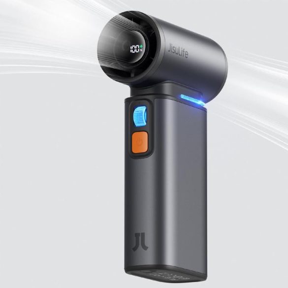 JisuLife FA55 Gray kézi ventilátor, 9000mAh akkumulátor, LED kijelző, negatív ion légtisztítás, szürke