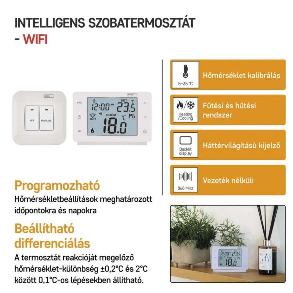GoSmart Programozható vezeték nélküli szobatermosztát WiFi-vel P56211