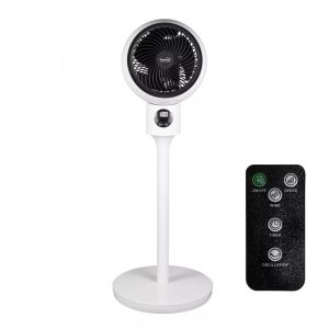 HOME SFR 20 álló ventilátor, 50 W, 3 fokozat, 20 cm-es lapátátmérő, 70°-os oszcillálás, állítható fej, fehér LED kijelző, távirányító, fehér