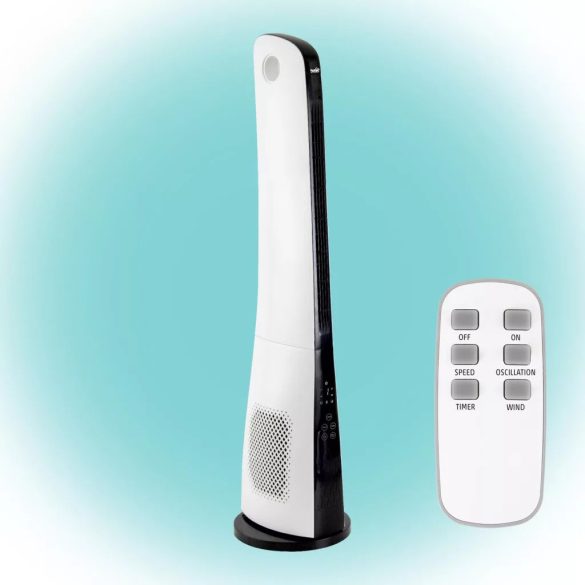HOME TWFR 110 oszlopventilátor, 45 W, 110 cm, 3 fokozat, 50°-os oszcillálás, távirányító, fehér